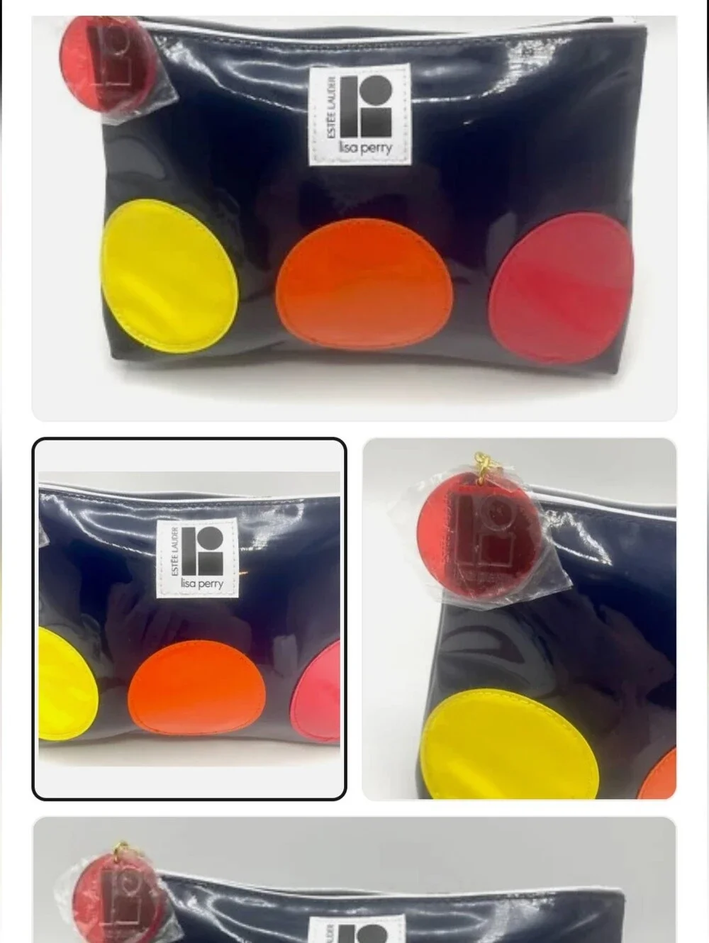 Estee Lauder Lisa Perry, Black Patent Makeup Bag